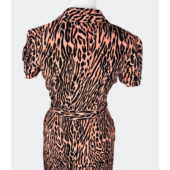 Wilfred Women Leopard Button-Front Midi Shirt Dress With Belt Viscose-Rayon XS - Picture 6 of 14